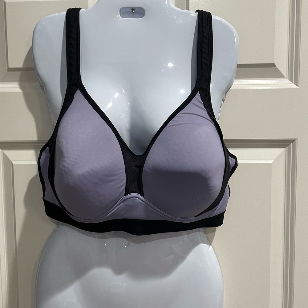 Jockey Forever Fit™ Mid Impact Molded Cup Active Bra, XXL,Blue and Black